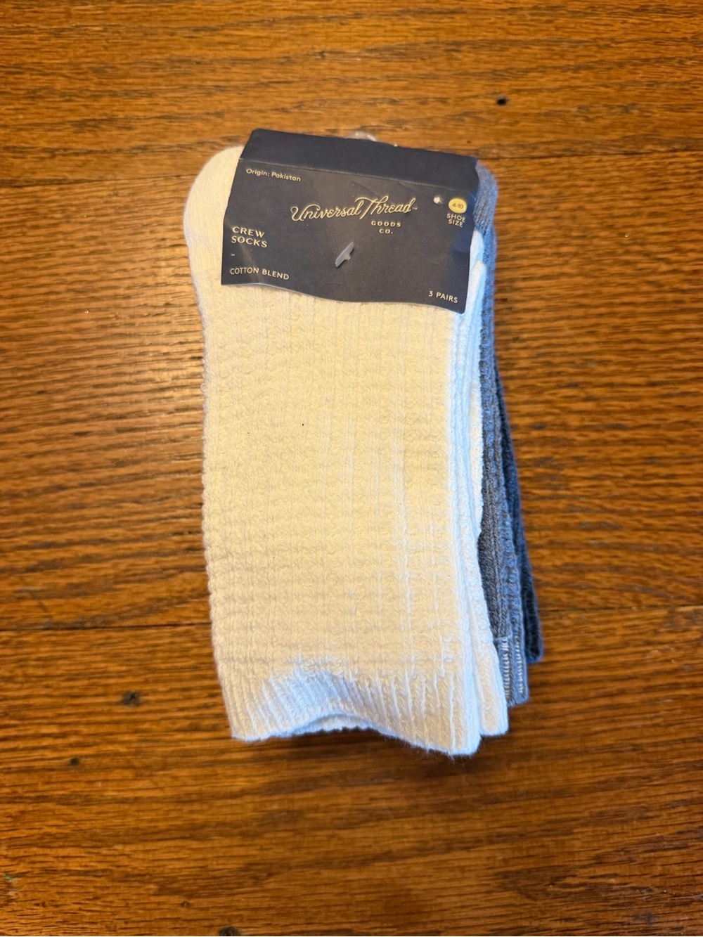 Universal Thread Womens Crew Socks - White & blue (3-Pack)